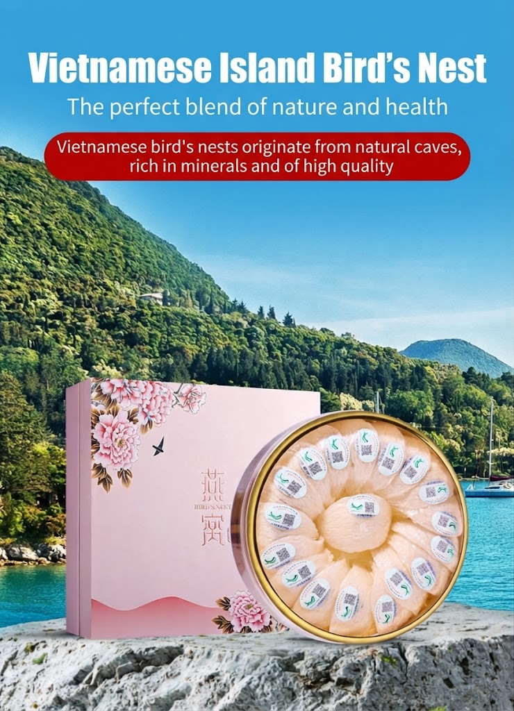 Elegant gift packaging with natural Vietnamese island bird’s nest