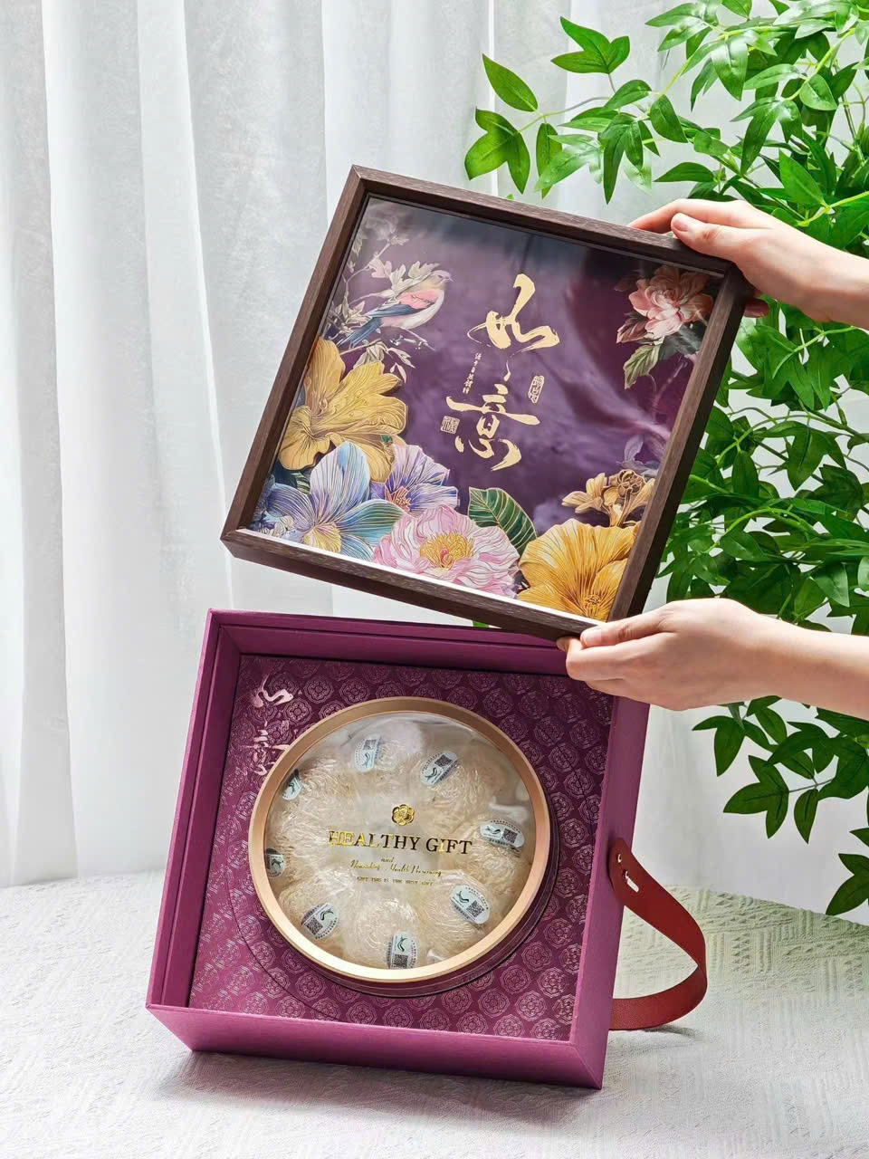As-You-Wish Bird’s Nest Gift Set (Purple Wooden-Frame Box & Carry Bag)